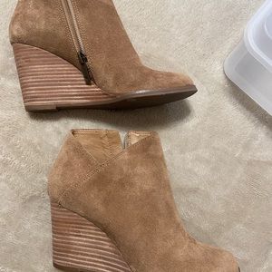 Tan lucky brand wedge booties. Size 6